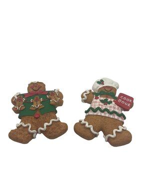 Set of 2 Gingerbread Man Cookie Magnets 3 inch
